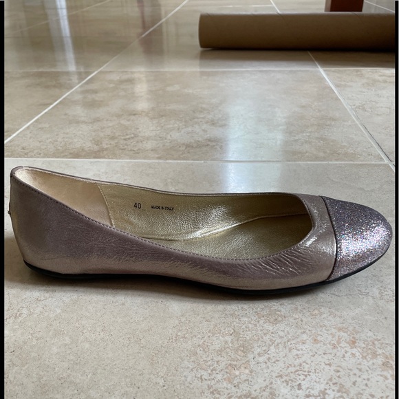 JIMMY CHOO Ballet Flat Multi whirl EU40, 10 beige metallic sparkle glitter shine - Picture 9 of 10